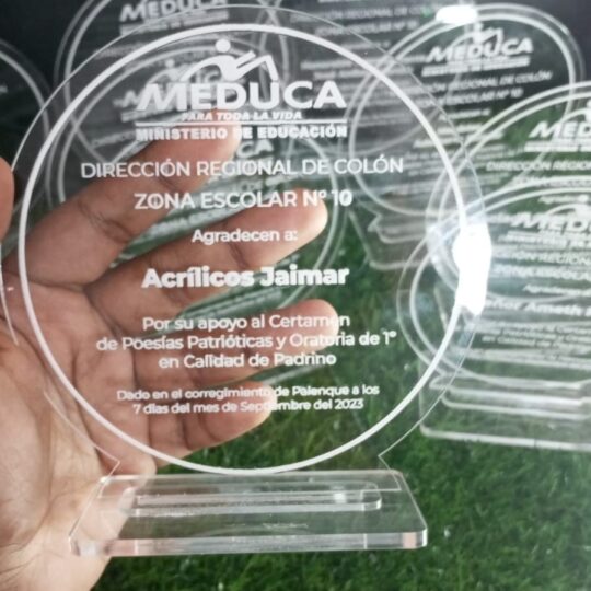 Reconocimiento de Acrílico Grabado Personalizado | 5 Pulgadas | Base de Acrílico | JaimarStore