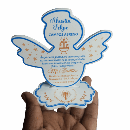 Recordatorio de Bautizo en Forma de Angelito