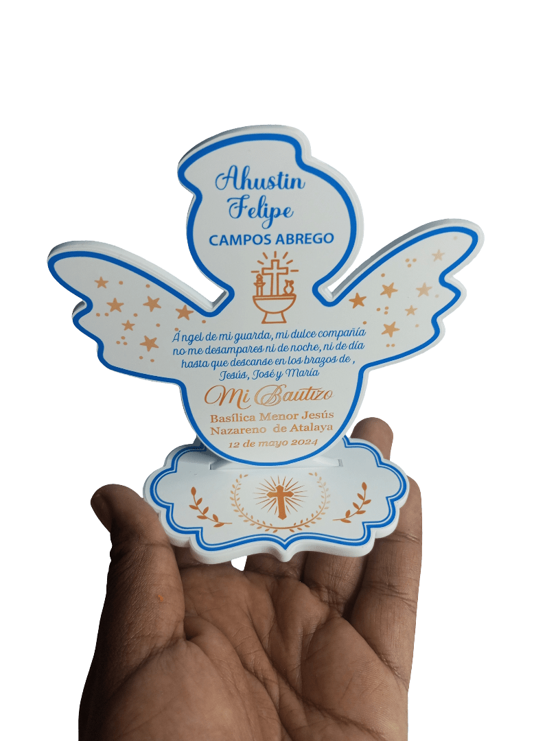 Recordatorio de Bautizo en Forma de Angelito